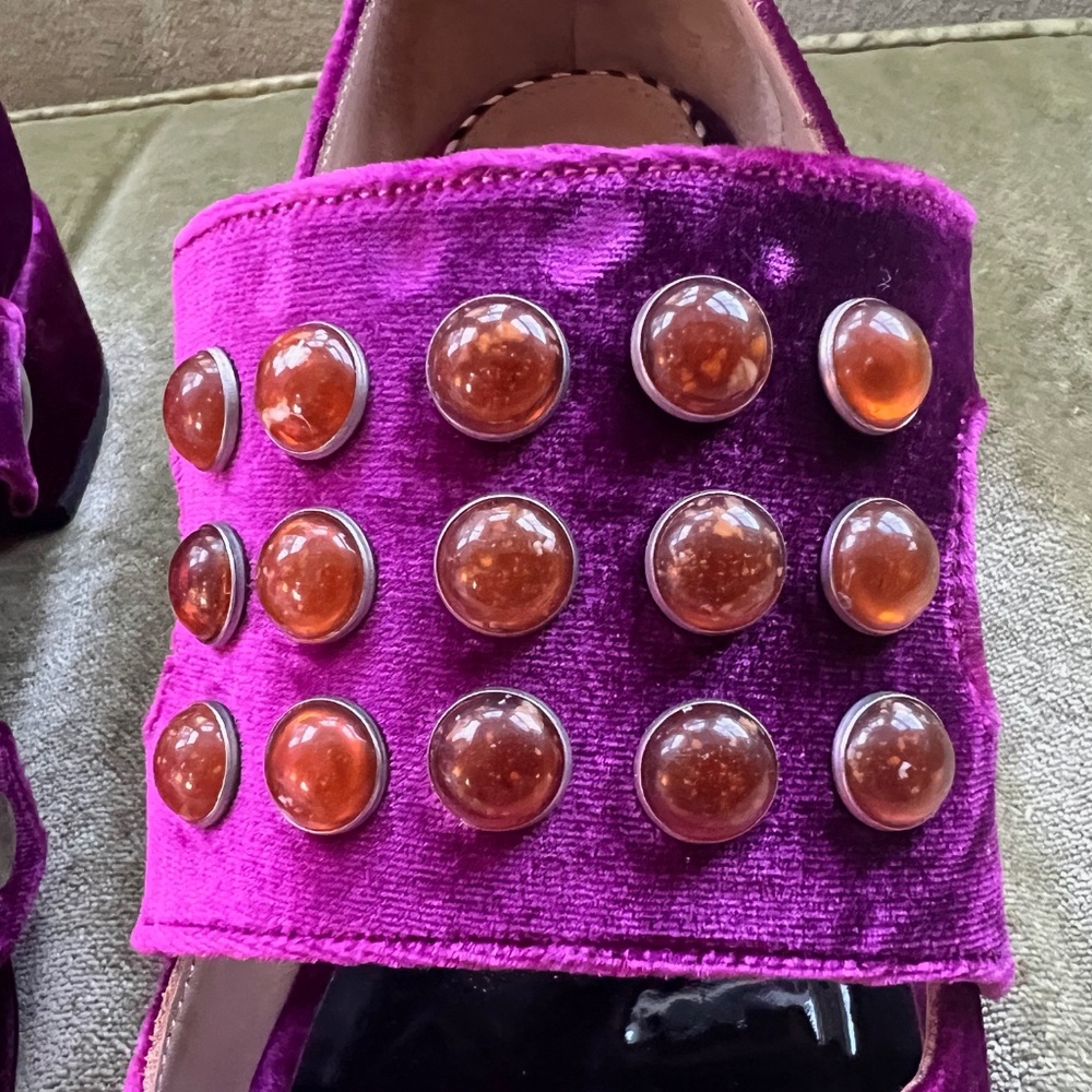 Toga Pulla Velvet Embellished Loafers, Size 41, Purple - Picture 5 of 15
